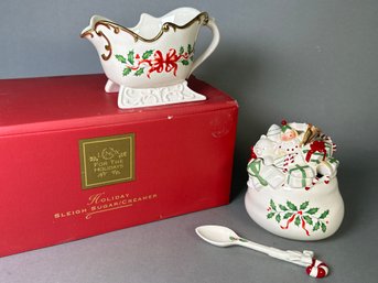 Lenox Sleigh Sugar & Creamer With Original Box