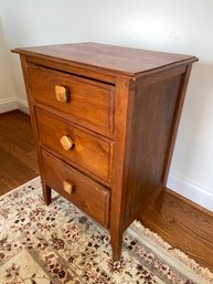 Vintage Wood End Side Table With 3 Drawers 21x16x30