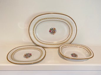 Limoges Serving Platters 16.5in 11in 9.5 Raynaud Co Swan Porcelain Dure Beautiful Chip Free