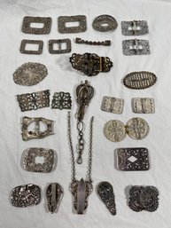 Costume Jewerly Lot 6 Clasps Buckles Pins Art Deco Nenouveau