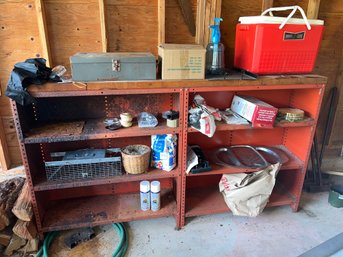 Metal Shelf With Butcher Block Top, Power Tool, Cool And Everything In Photo, 72x40.5x12in 1.5in