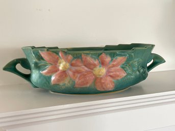 Roseville Pottery 458-10 Large Bowl Pink Clematis, 14x7x3.5in No Chips