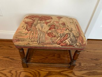 Tapestry Middle Eastern Scene Bench Stool 20x14x16'