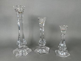Quality Glass Tiered Candlesticks