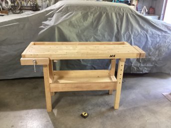Ace Double Vise Hardwood Workbench In Great Shape. Everything Works.