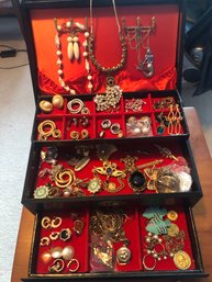 Large Lot  With Jewelry Box Filled With Costume Jewelry