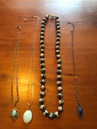 Cloisonne Beaded Necklace And Others With Possible Precious Stones