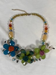 Handmade Floral Design Wire Wrapped Beaded Necklace