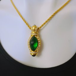 Nolan Miller Scheherazade Emerald Green Necklace W/Rhinestones Glamour Collection 30