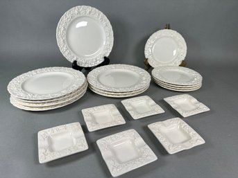 Vintage Wedgwood Embossed Queensware Plates & Ashtray Set