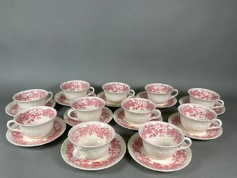 Vintage Wedgwood Bramble Pink Coffee Cups & Saucers