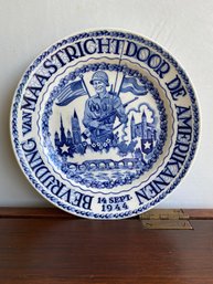 WWII Maastricht Liberation Plate 8.25in Chip And Flea Bite Free Clean Sept 14 1944 Petrus