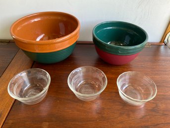 5 Bowls Mixing And Pyrex 8x5 7x4 4x2