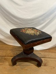 Antique Vanity Stool Hand Stitched Seat Beautiful Piece Needs Some Repairs