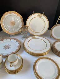 Vintage China Table Decor In White & Gold