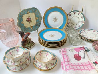 Vintage Pink & Blue Luncheon Table Decor Group