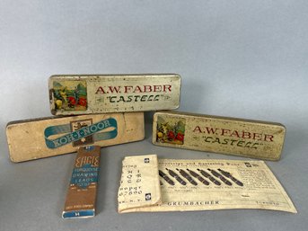 Vintage AW Farber, Koh-I-Noor, Eagle Pencils & M Grumbacher Lettering Pens