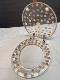 Lucite Acrylic US Coin Toilet Seat 14x15