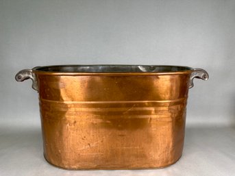 Large Antique Copper Wash Boiler, Check Out The Handles!