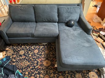 Blue 'L' Shaped PFC Sleeper Sofa With Interchangeable Base - Sleeper Used Minimally