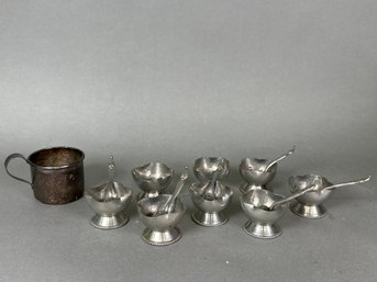 Danish Silversmith Salt Cellars & Small Sterling Cup