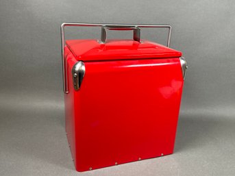 Vintage Inspired Red Metal Cooler