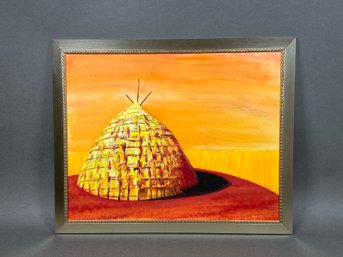 Original Oil Painting Of A Hut By Kawi