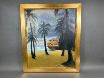 Original Oil Painting Of Asian Landscape, Signed Kawi