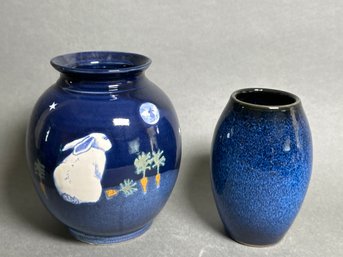 Karen Howell Blue Rabbit Moon Signed Pottery & More