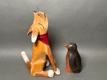 Wooden Dog & Penguin