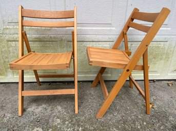 A Pair Of Wooden Folding Chairs , 18x17x31.5in