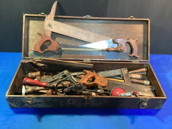 Oak Toolbox In Great Shape, With A Lot Of Vintage Tools That Still Work