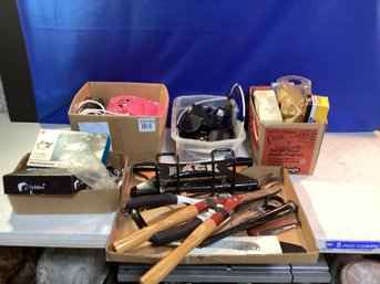 Very Large , Miscellaneous Lot, Door Knobs, Yard Tools, Phones, Electrical Cables, And Supplies