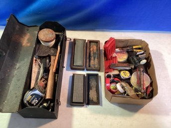 Another Great Tool Lot,  All Kinds Of Great Tools, Metal Box, Sharpening Stones, Etc.