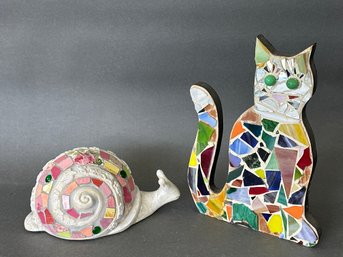 Snail & Cat Glass Figures