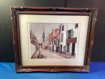 Maurice Utrillo Artwork In Great Shape, Matted,  Nice Frame Under Glass