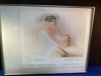 R C Gorman Exhibit  Poster, Framed Under Glass,Well Listed South American Artist