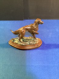 Irish Setter Bronze, In Excellent Shape ,on A Wooden Plaque, Felt Bottom