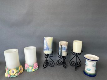 Battery Operated Candles & Holders Including Pfaltzgraff