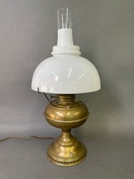 Vintage Rayo Brass Lamp With Milk Glass Shade
