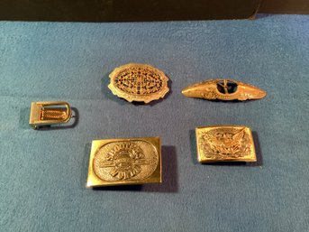 5 Brass Belt Buckles In Great Shape