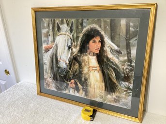 Well Listed  Artist ( Maija) Hand Signed, As Well As Plate Signed, Native American, Framed Matted Under Glass