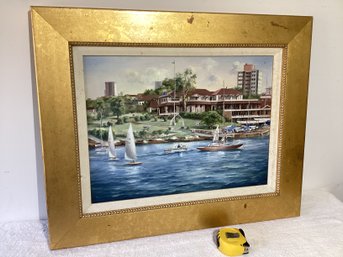 (Allan Hansen) Well Listed Artist,. Painting In Great Shape, Super Strong Frame Goldleaf, Hand Signed