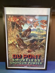 Dupont Smokeless Advertisement Poster In Mint Shape, Framed Under Glass Nice Clean Piece