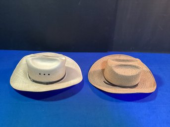 2cowboy Hats, One In Great Shape, The Other In OK Shape No Rips Or Tears On Either, 7 1/4