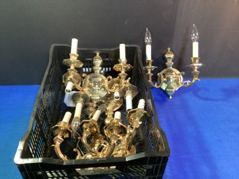 6 Solid Brass Wall Sconces In Great Shape