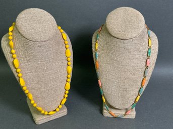 Colored Enamel Necklace & Yellow Beaded Necklace
