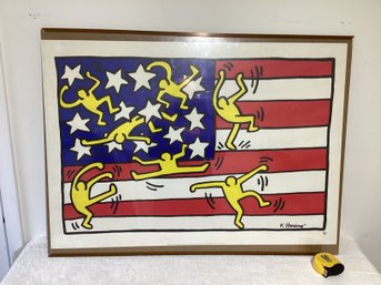 Well Listed (Keith Haring) Original Rare Poster With Keith Haring Estate Stamp, Lower, Right Hand Signature