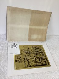 Foil On Paper By Listed Artist, (Lionel Barrymore),titled (waterfront) With Paperwork Great Shape