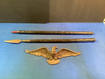 Vintage  Cast-iron Eagle And Vintage Spear, Great Shape